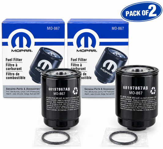 Mopar MO-867 Fuel Filter 68197867AB – Pack of 2, OEM Replacement Diesel Fuel Filters