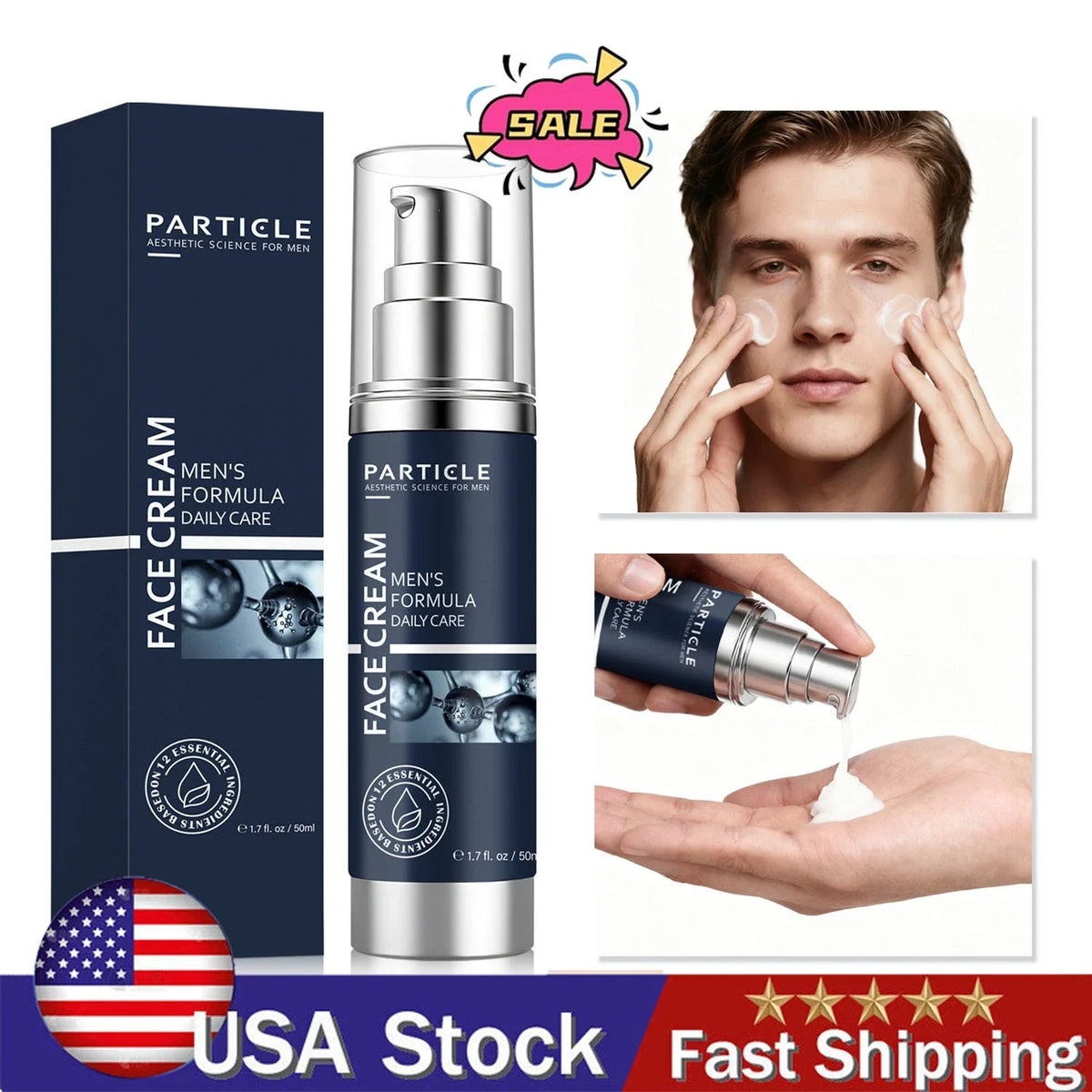 Particle Face Cream For Men 6 In 1 Anti Aging Cream 50ml Fight Eye Bag Dark Spot