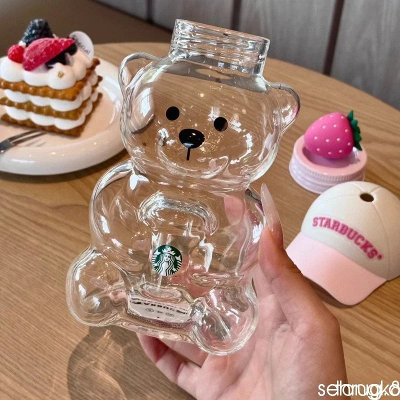 Starbucks Bearista Bear Cup Tumbler with Strawberry Topper & Baseball Cap – New