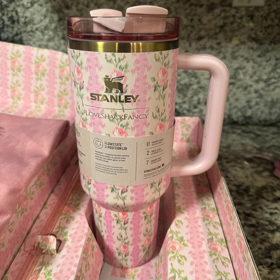 LoveShackFancy x Stanley 40oz Quencher Tumbler Blooming Heirloom Edition