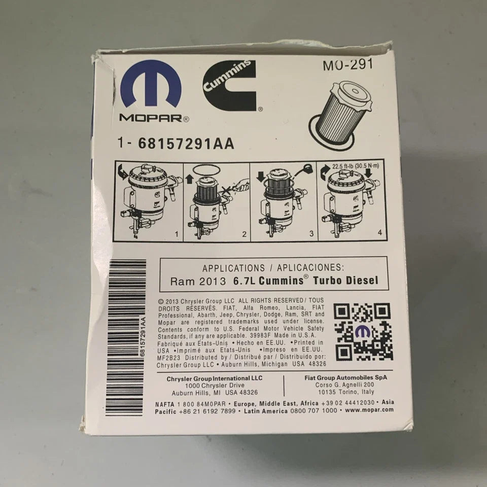 Mopar Fuel Filter MO291 – Turbo Diesel Engine – Part #68157291AA
