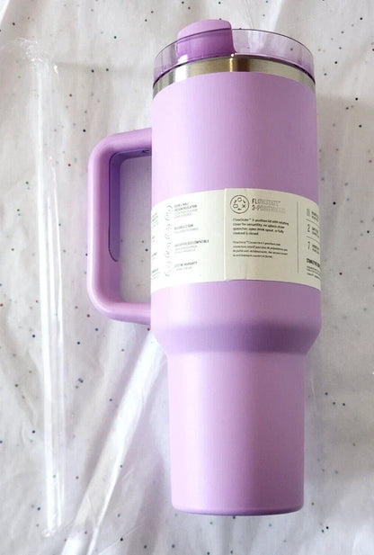 Purple Stars 40oz Insulated Tumbler Reusable Travel Cup with Lid